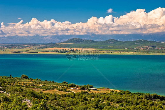 Vrasko湖和风景空中观测达马提亚croati图片