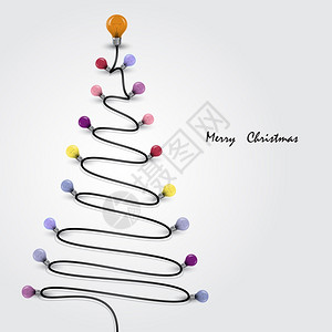 彩色灯泡和圣诞树符号merychistma抽象背景图片