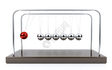 平衡牛顿的摇篮钟摆孤立在白色背景上图片