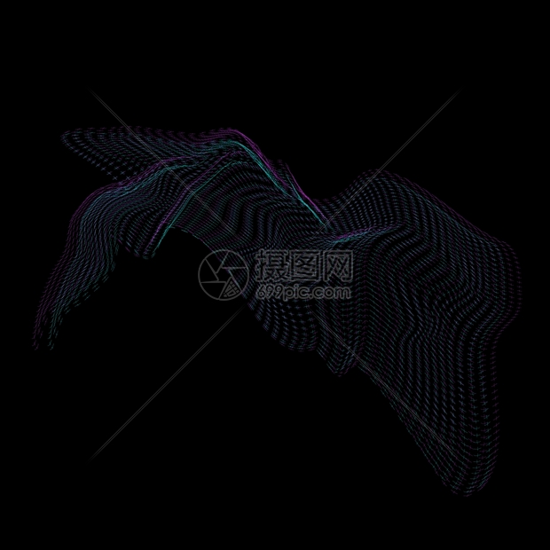 a向量glitch山上扭曲的参数形状表面波黑色背景装饰品z图片