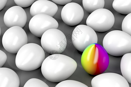 在其它白蛋中带有一个独特彩色蛋与其他白的概念图像Name背景图片