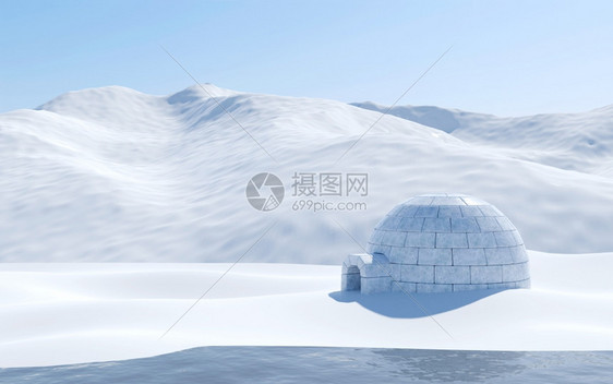 冰雪地的与湖泊和山隔绝北极风景图片