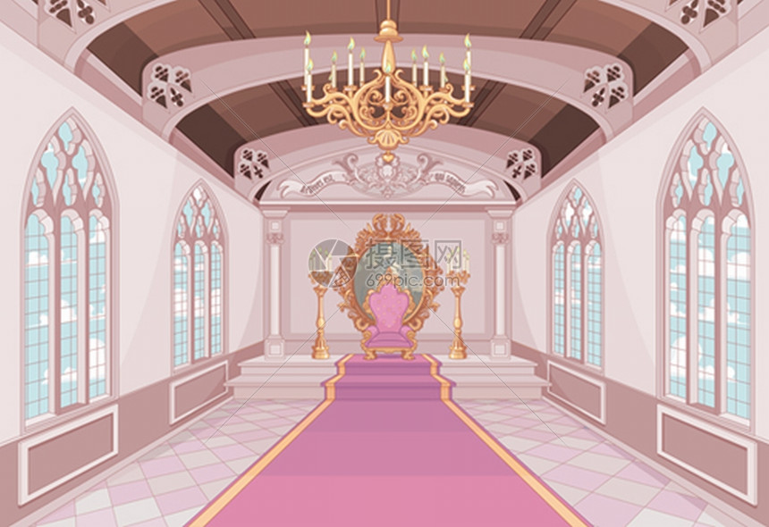 中世纪城堡厅插图