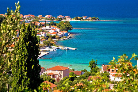古吉亚岛风景海岸和滩Preko村dalmticroti图片