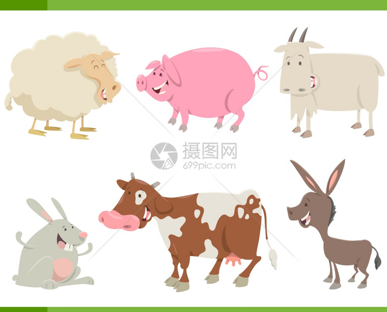 卡通可爱的牲畜图片