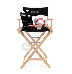 董事长的椅子有锁板和在白色背景上隔离的扩音器3D背景图片