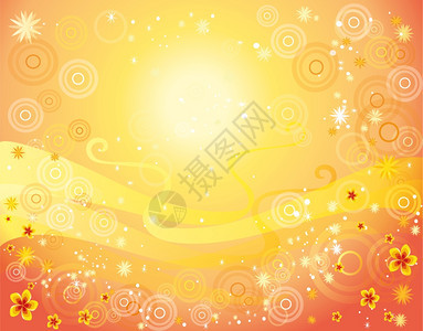 彩色黄红橙假日背景带圆圈以及卷状装饰品矢量图示图片