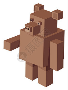 立体熊卡通人物立体熊动物三维游戏人物卡通插画图片