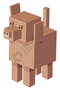 立方狗卡通字符立方狗3D游戏字符的漫画插图图片