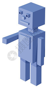 立方机器人卡通字符立方机器人3D游戏字符的动画插图图片