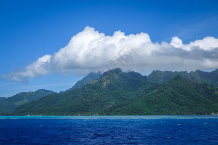 莫奥亚岛及太平洋环礁湖景观法国多语言区背景图片