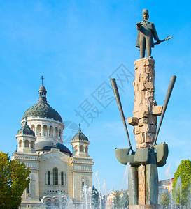 阿夫拉姆兰库安avramLanguan雕像和克鲁伊阿尔巴克里斯蒂安娜和马拉穆雷斯的东正教大教堂罗马尼亚图片