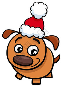 卡通戴圣诞帽的狗图片