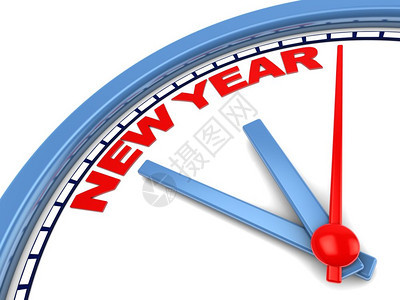 3d时钟插图上面有符号新年份的时钟图片