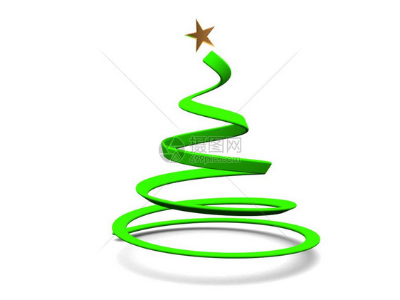 白色背景上的圣诞树抽象3d插图图片