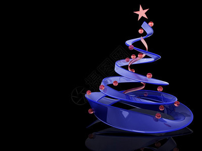 蓝色玻璃圣诞树的抽象3d插图图片