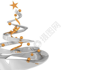 白色背景左侧圣诞树的抽象3d插图图片