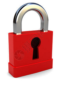3d白色背景上小红锁的色插图图片
