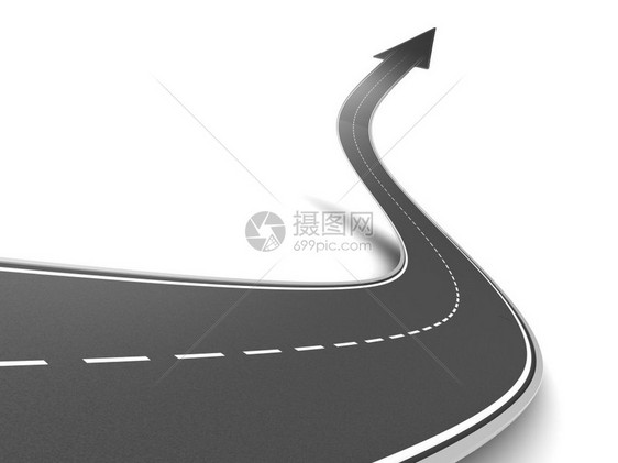 3d白色背景的箭头道路图图片