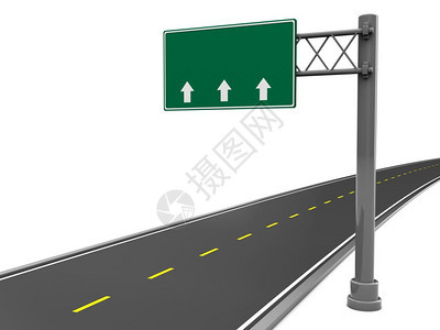 3d白色背景的公路标志和道图片