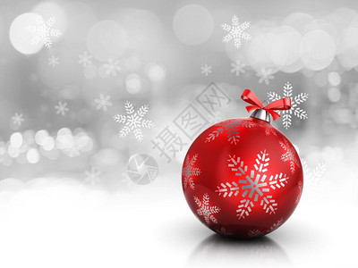 3d圣诞节背景或卡片插图红色玻璃球图片