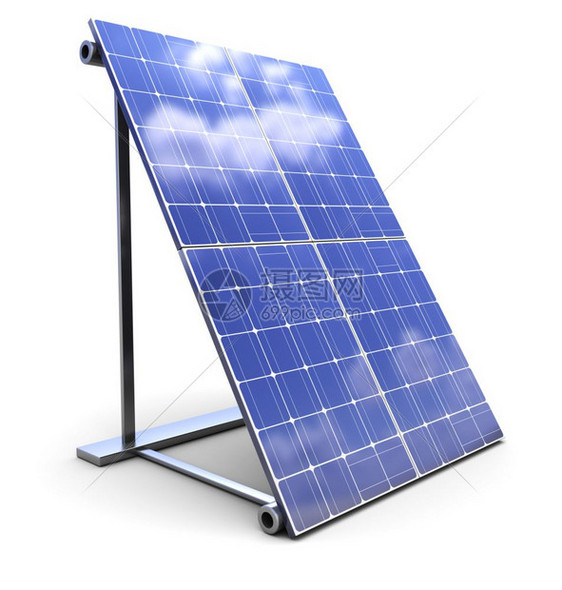 3d以白色背景显示太阳能电池板图片