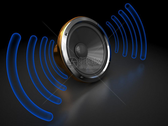带声波的音频扬器抽象3d插图图片