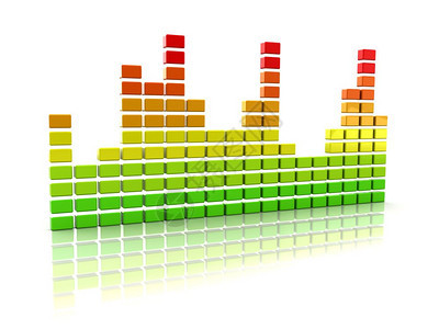 以白色显示音乐频谱的抽象3d插图图片