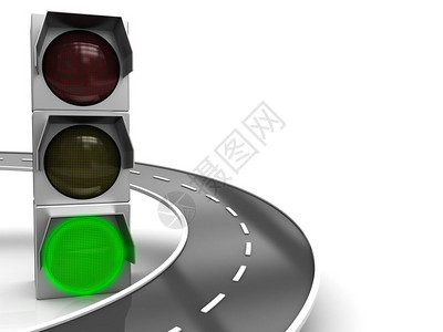 绿色颜和道路的交通灯图片
