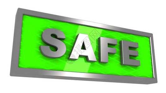 3d显示在白色背景上隔离的绿色安全标志图片