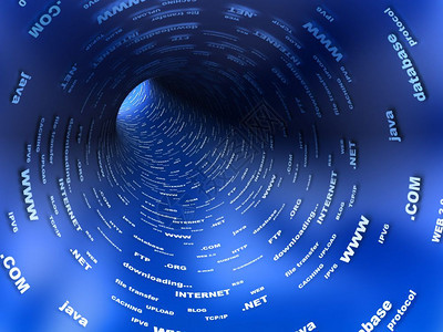 蓝色隧道互联网概念三点抽象插图图片