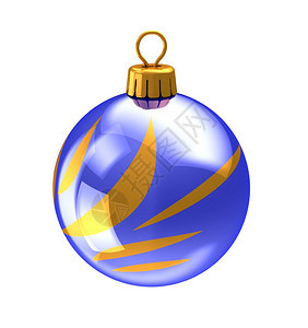 3d圣诞舞会蓝色金抽象装饰品白色背景的插图图片