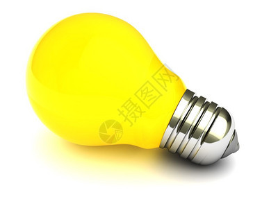 3d白底黄色灯泡插图背景图片