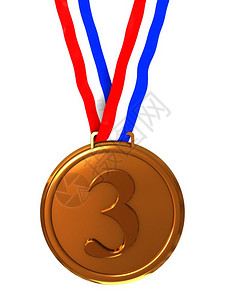 3d插图白色背景的第三名奖牌图片素材