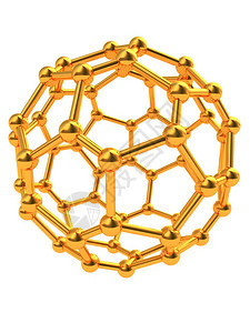 白色背景的金分子结构抽象3d插图图片