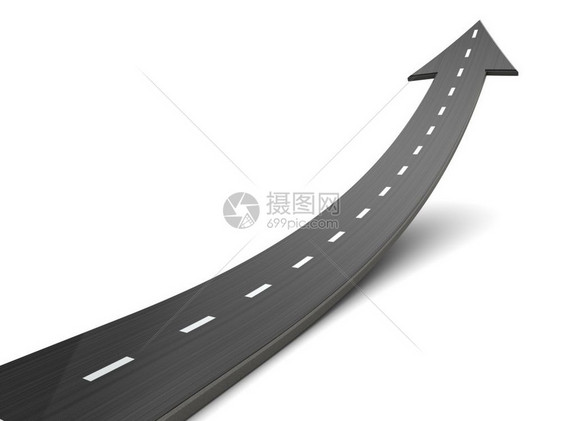 3d用箭头说明道路向前推进概念图片