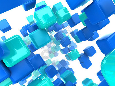 蓝色立方体背景的抽象3d插图图片