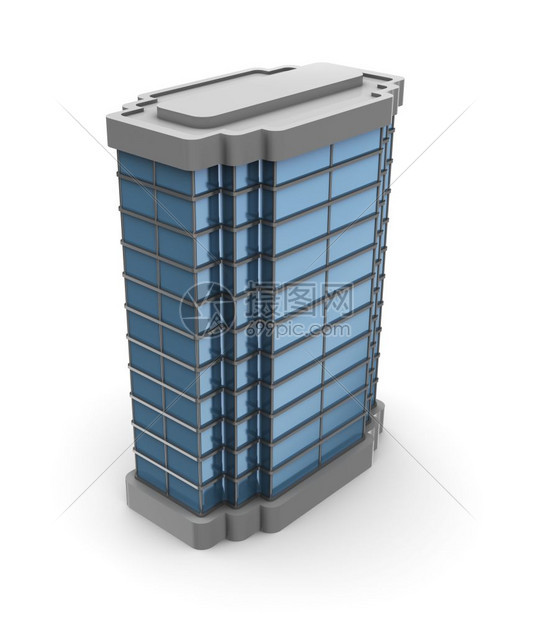 3d白色背景的单一城市建筑图图片