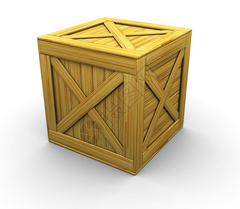 3d白色背景的木箱插图图片