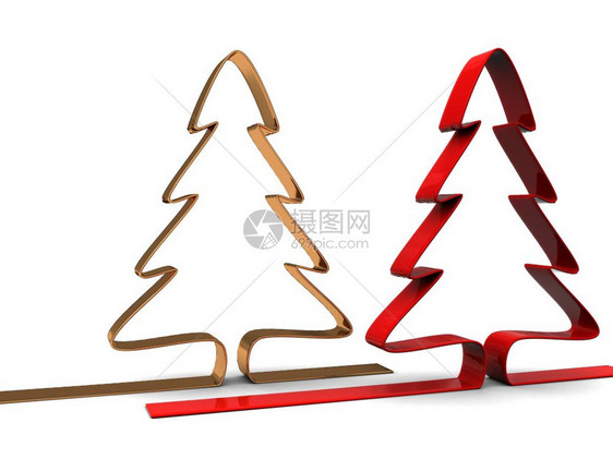 抽象3d两棵血清化的圣诞树插图图片
