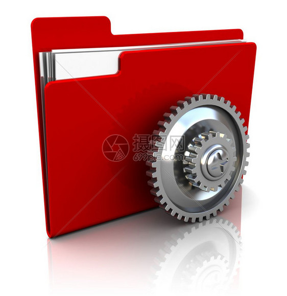 3d显示红色文件夹图标的轮式手动示图片