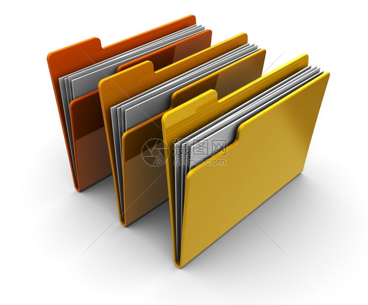 3d白背景上三个文件夹的插图图片