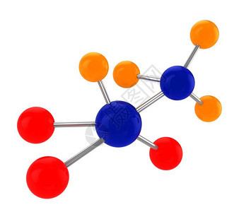 以白色背景隔离的分子模型抽象3d插图图片