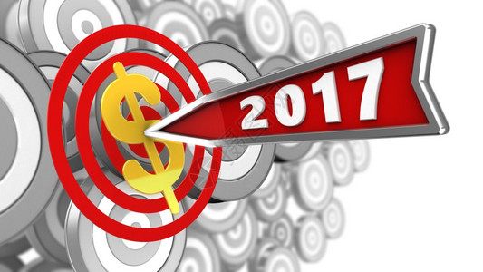 以2017年箭头和美元标志显示许多目背景的3个圆圈目标图图片