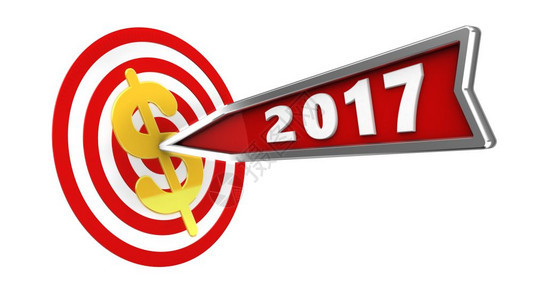 3d显示圆圈目标2017年箭头和白背景的美元符号图片