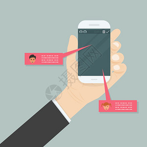 手持移动电话社会网络概念发信人窗口切换线和短信概念矢量插图图片
