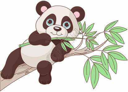 卡通可爱的熊猫吃竹子图片