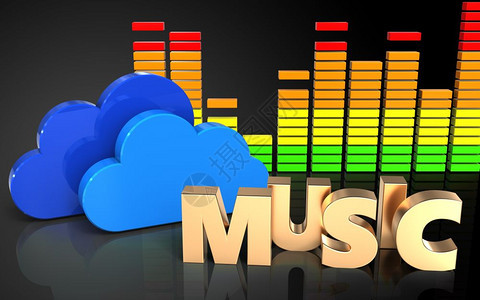 3d以音乐符号展示黑色背景的云层音乐符号频谱图片