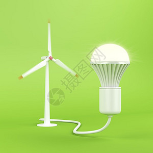 利用风力涡轮机发电使灯泡光图片