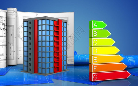 3d绘制蓝色背景图纸的建筑案绘制纸的建筑案图片